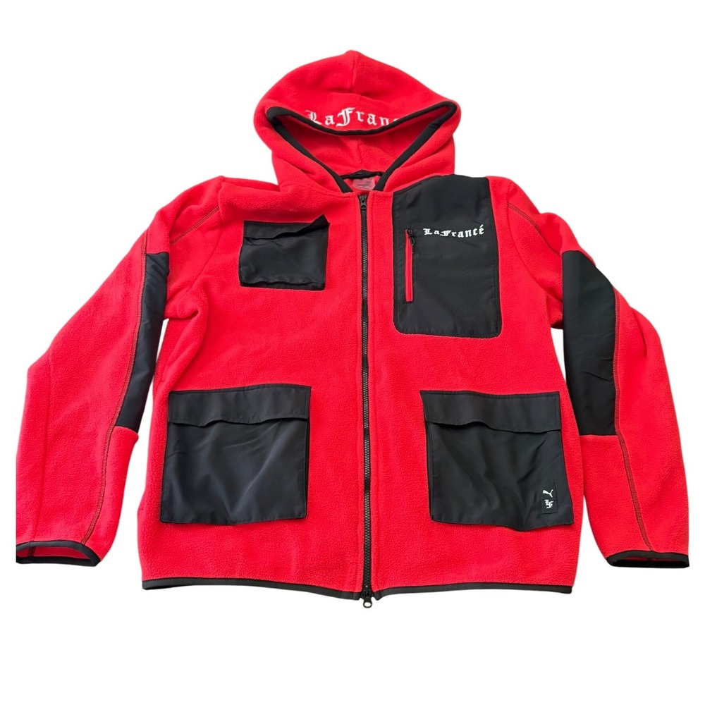 Puma x LaFrance LaMelo Ball Mens XL Red Black Full Zip Fleece Hoodie Utility
